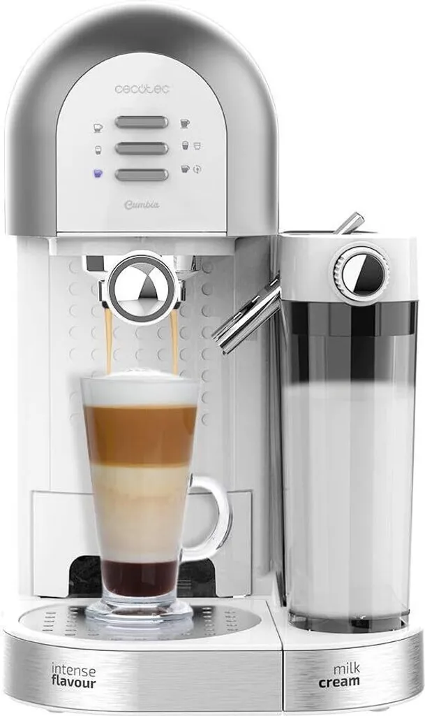 Cecotec Semi-automatic instant coffee maker Power-ccino 20 Chic Bianca series. For ground coffee and capsule coffee, 20 bars, 0.7 ml milk tank, water tank