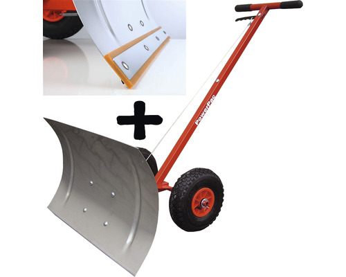 Hand snow shovel PowerPac SCH74 with tires including accessories rubber strip set
