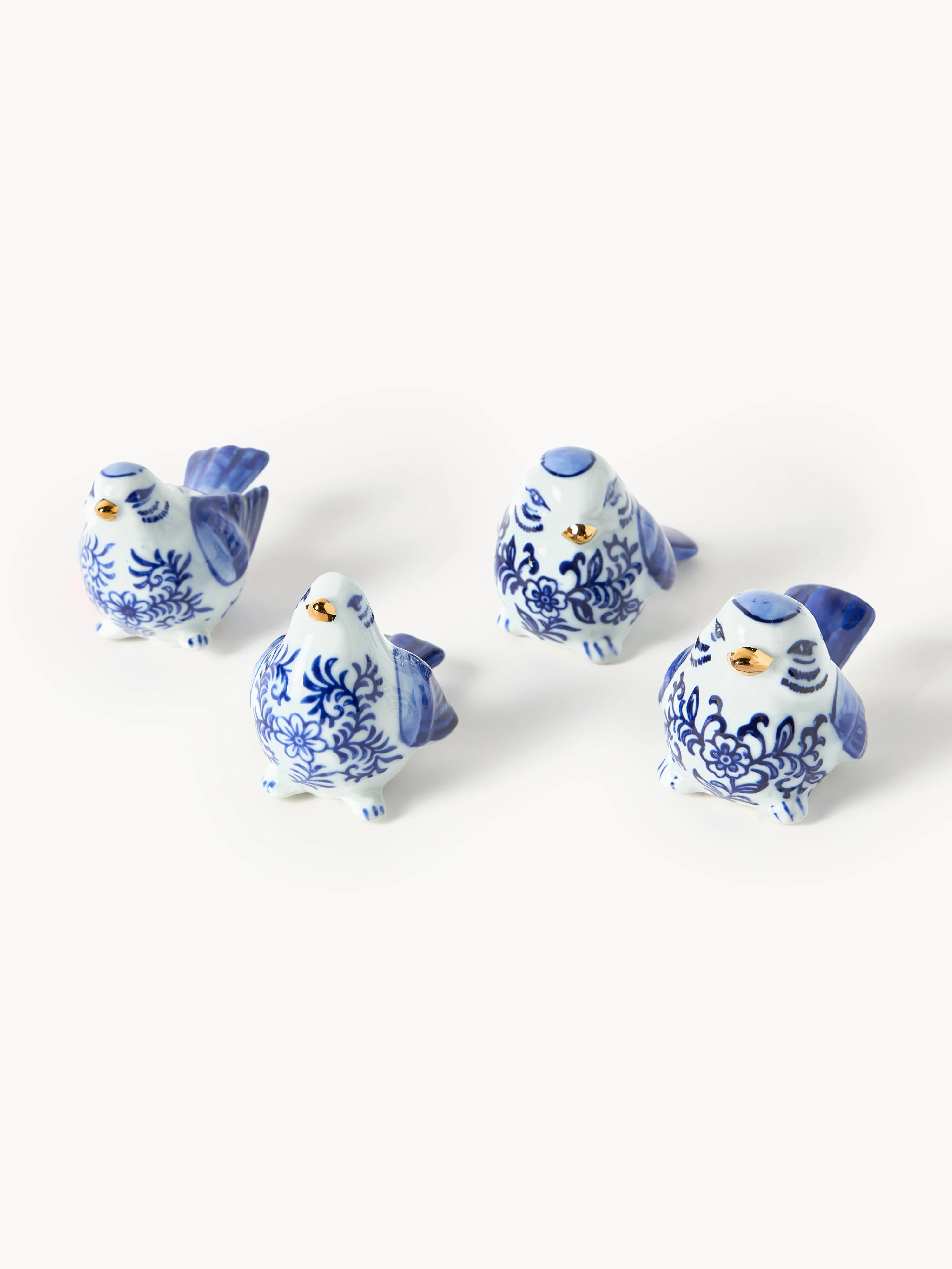 POLSPOTTEN Hand-painted decorative objects Blue Bird, set of 4