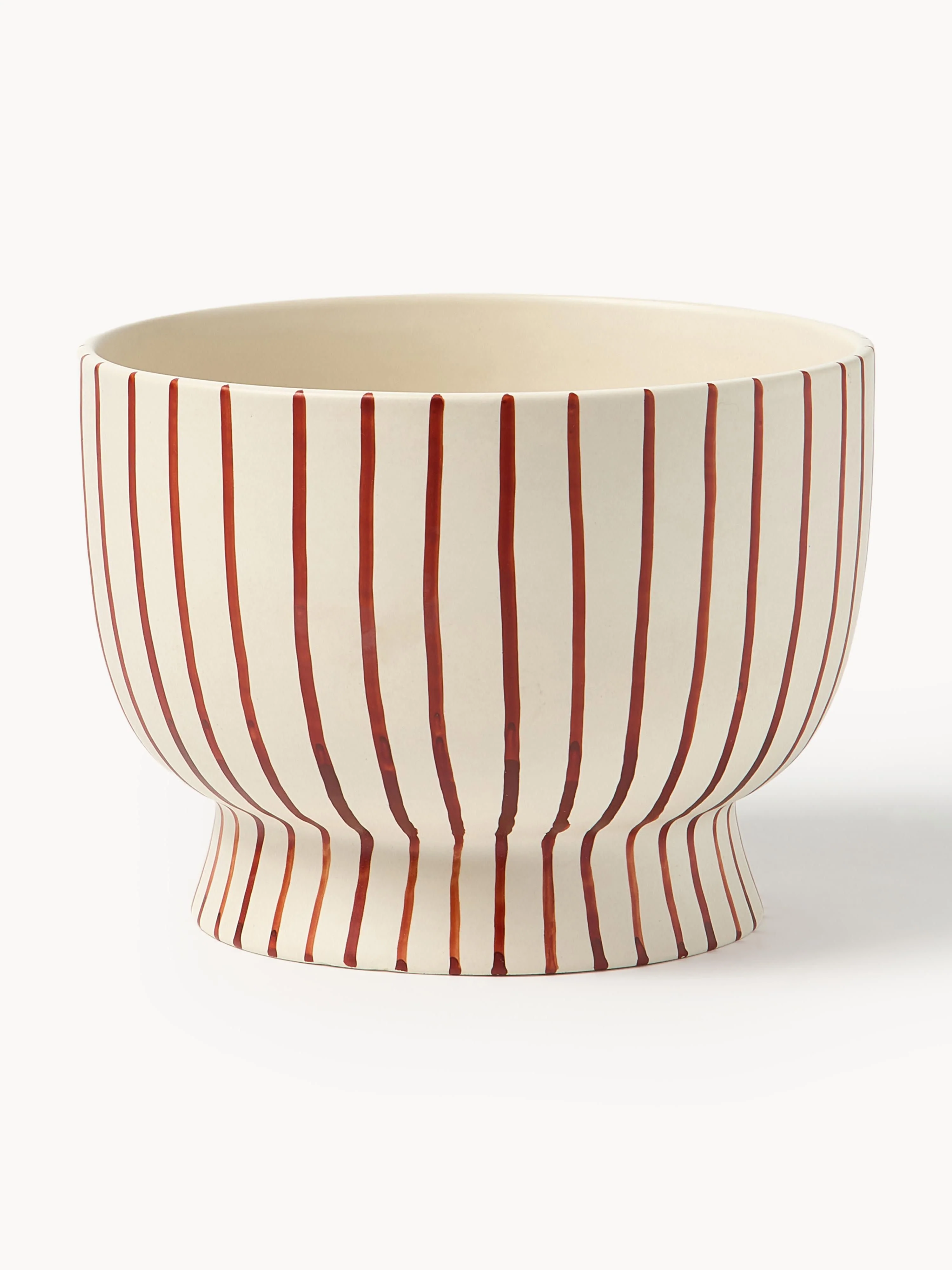 Westwing Collection Hand-painted Elio planter, H 18 cm, Cream white, rust red