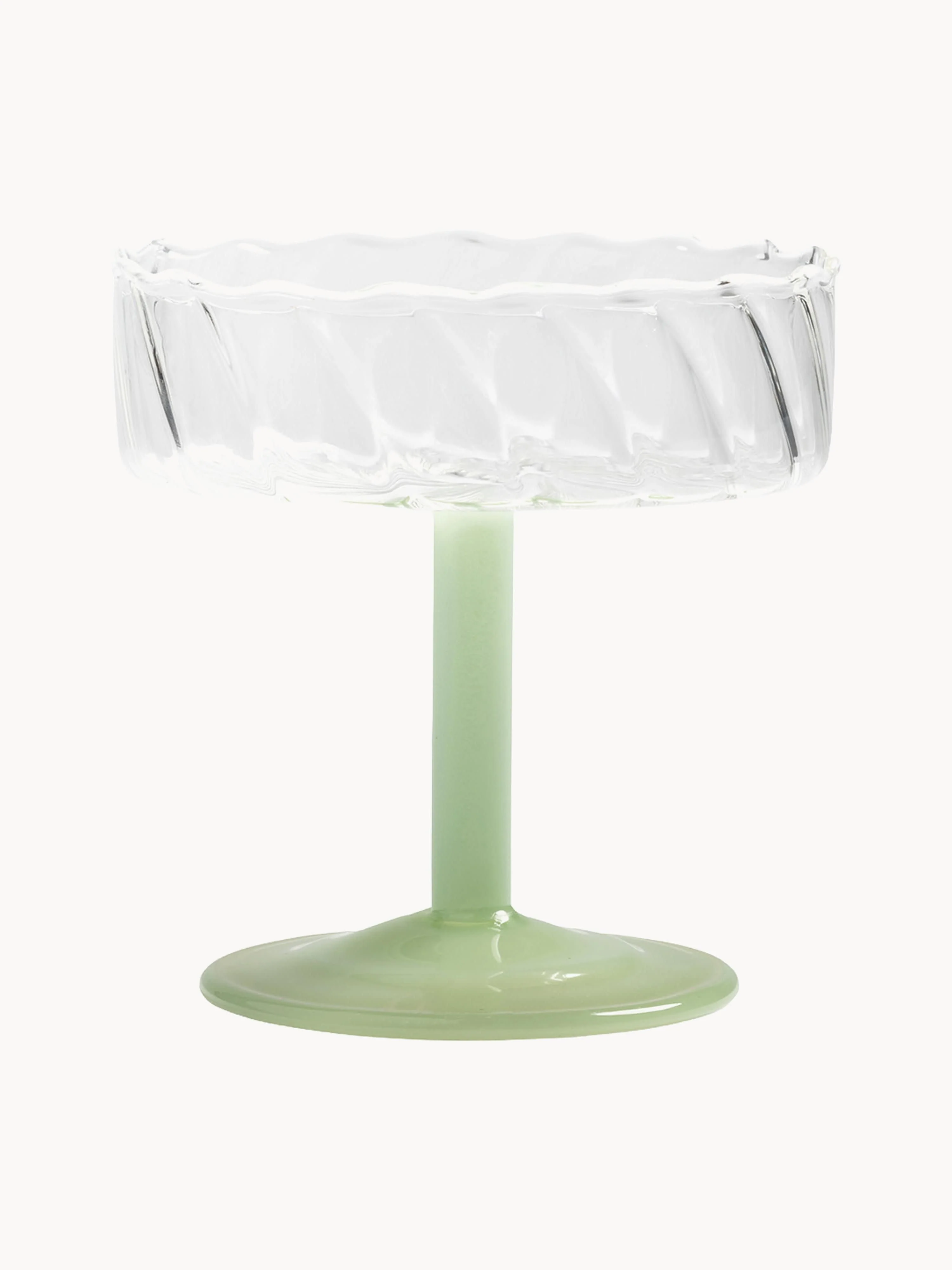 &k Amsterdam Handmade Twirl champagne coupes made of borosilicate glass, set of 2