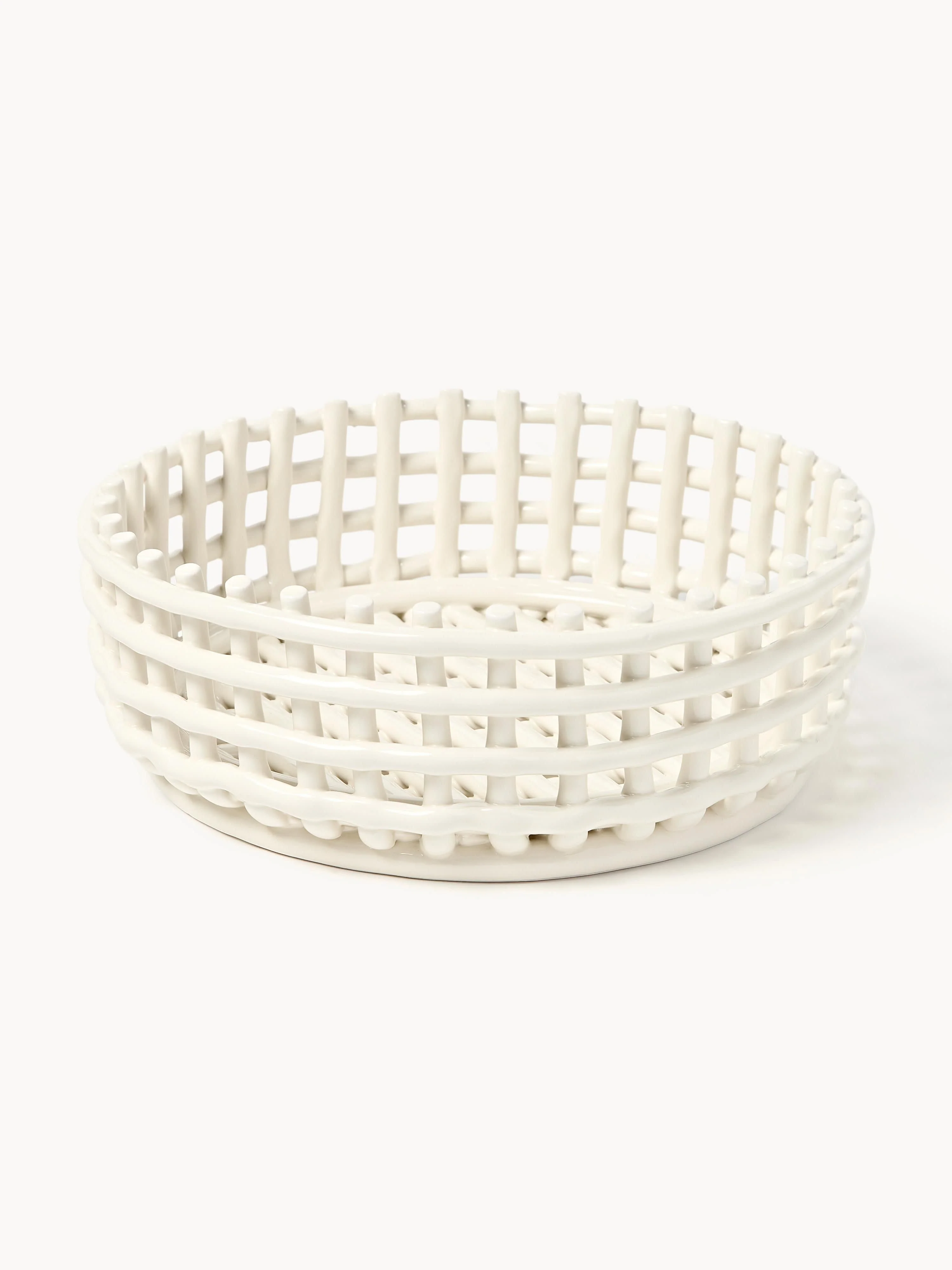 Ferm Living Handmade decorative ceramic bowl centerpiece, Off White