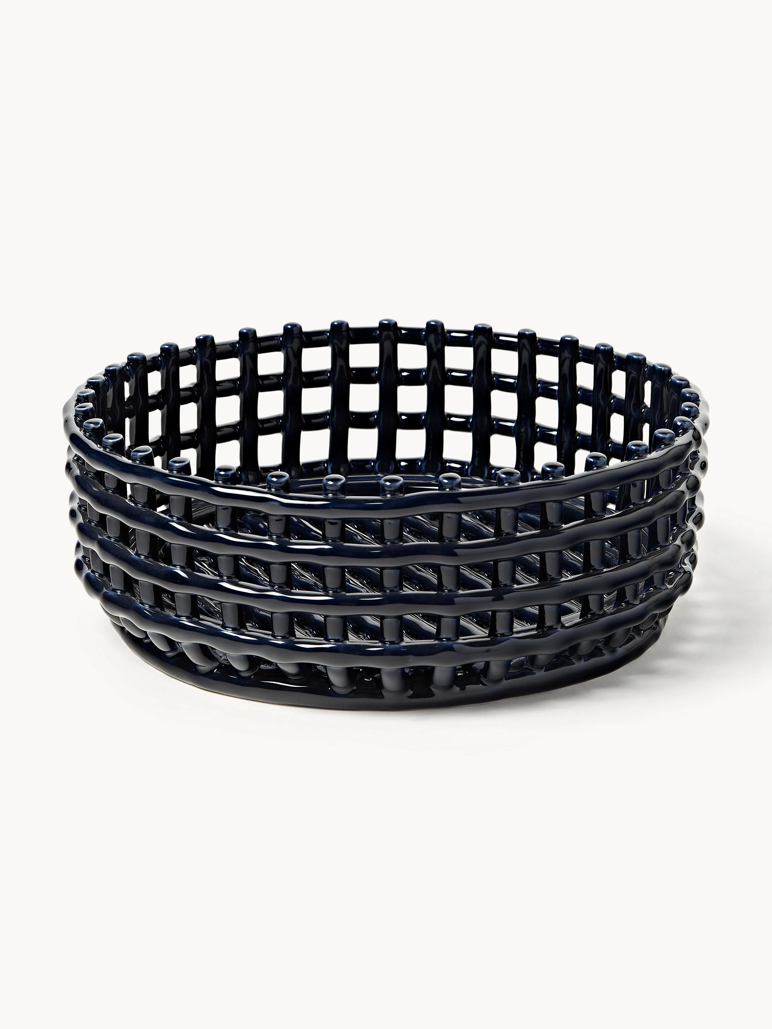 Ferm Living Handmade decorative ceramic bowl centerpiece, Dark blue