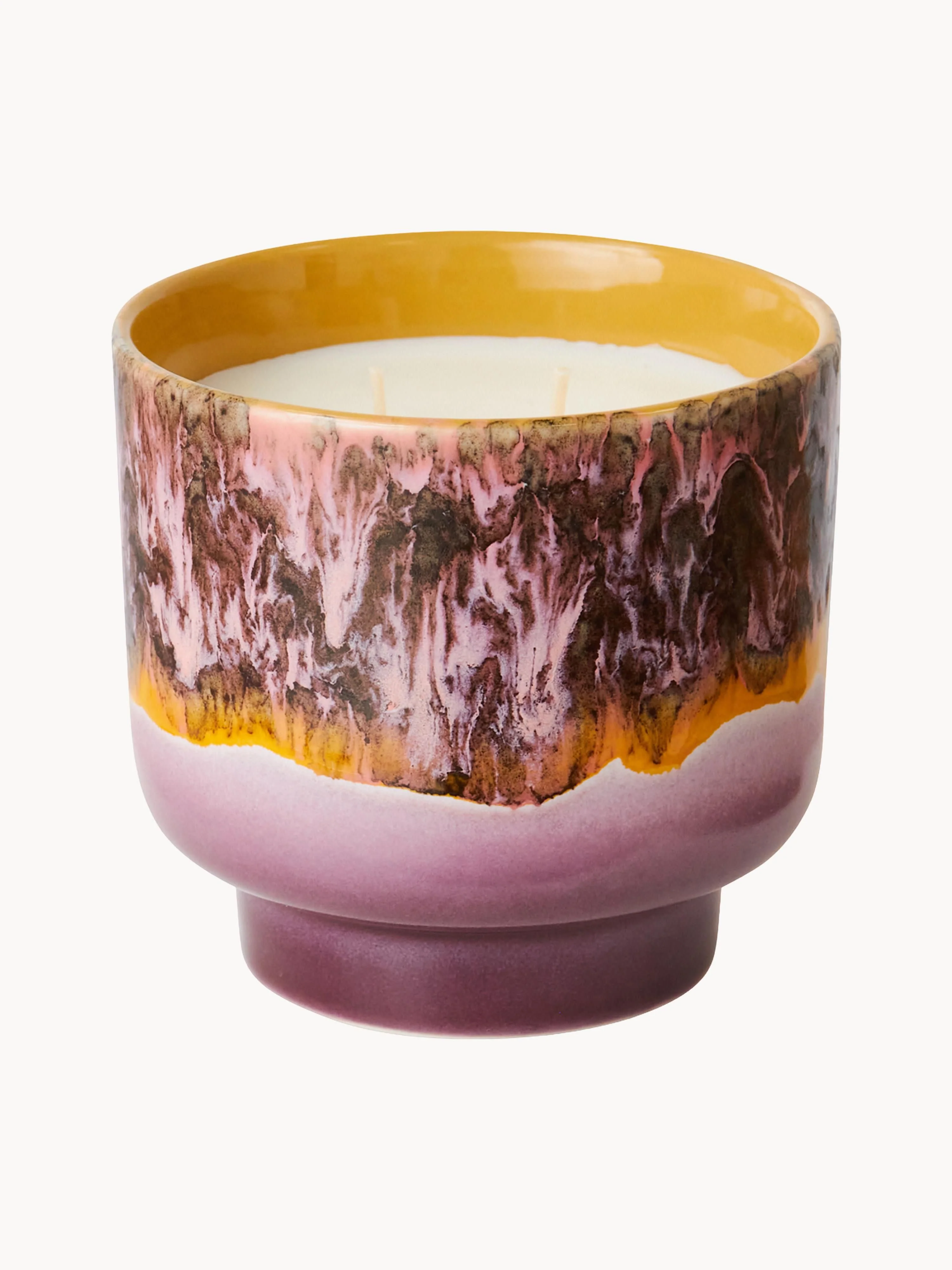 HKliving Handmade two-wick scented candle 70s (sage & rose petals), Sage & rose petals
