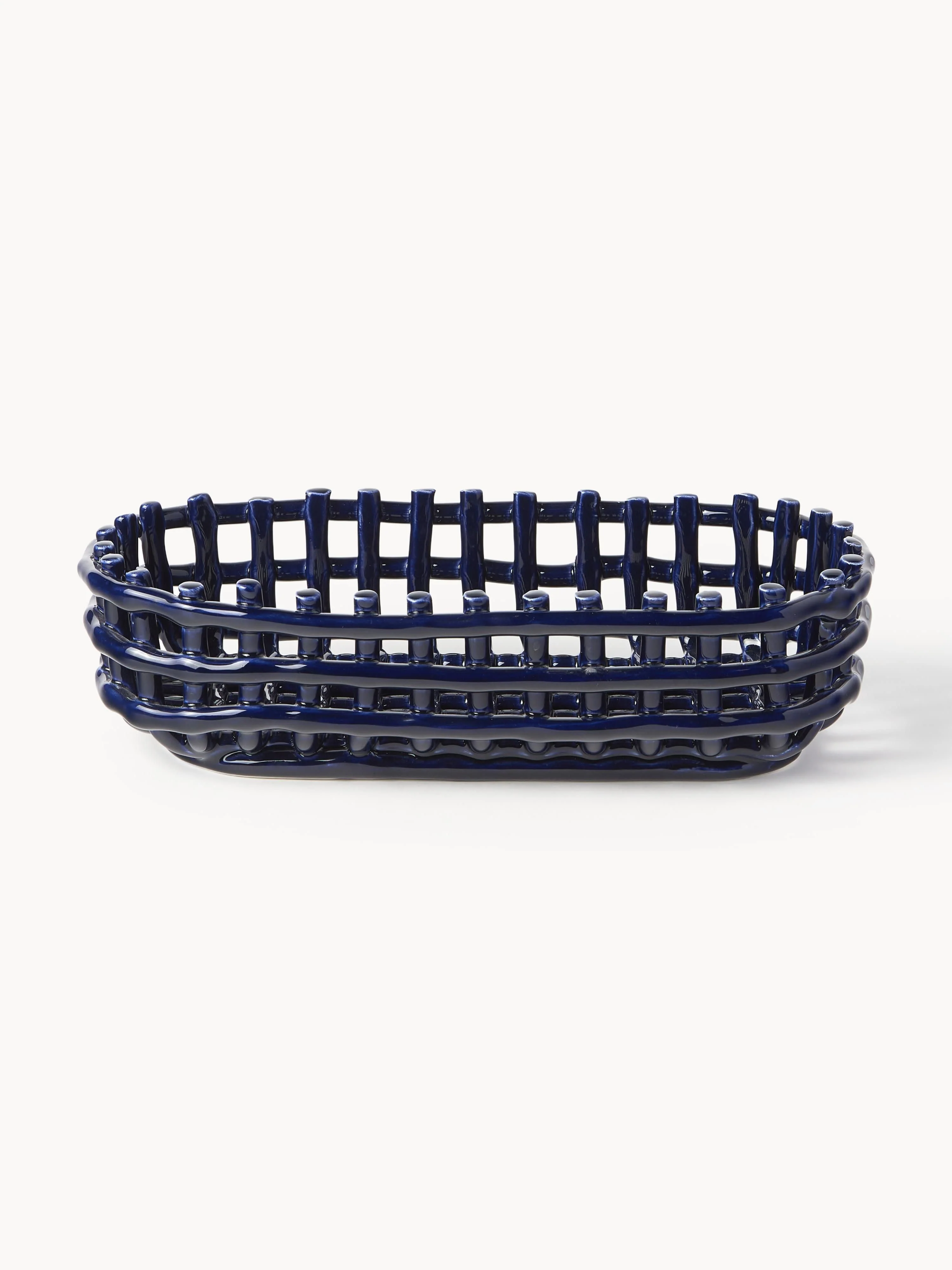 Ferm Living Handmade ceramic storage basket Nalan, Dark blue