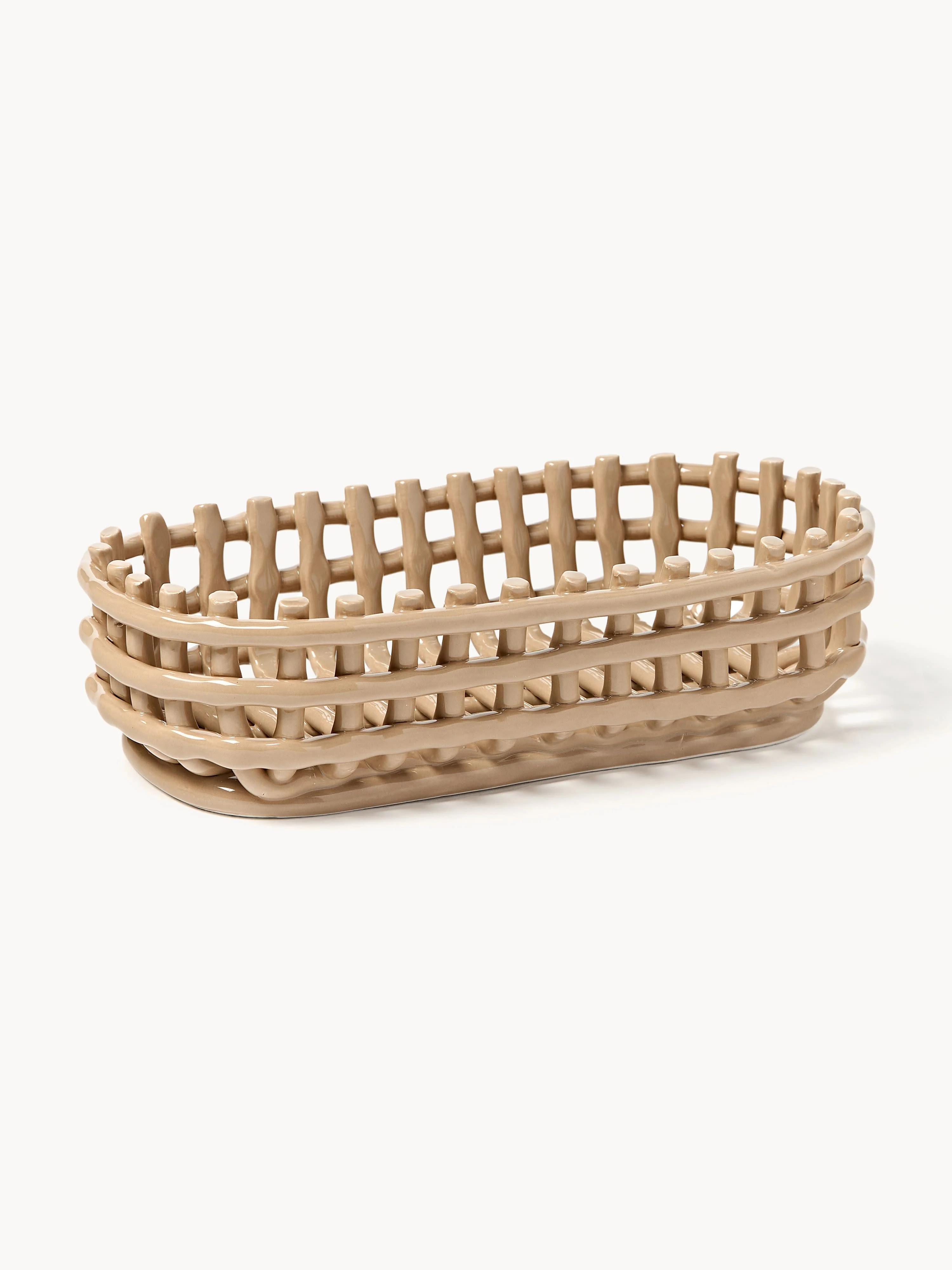 Ferm Living Handmade ceramic storage basket Nalan, Light beige