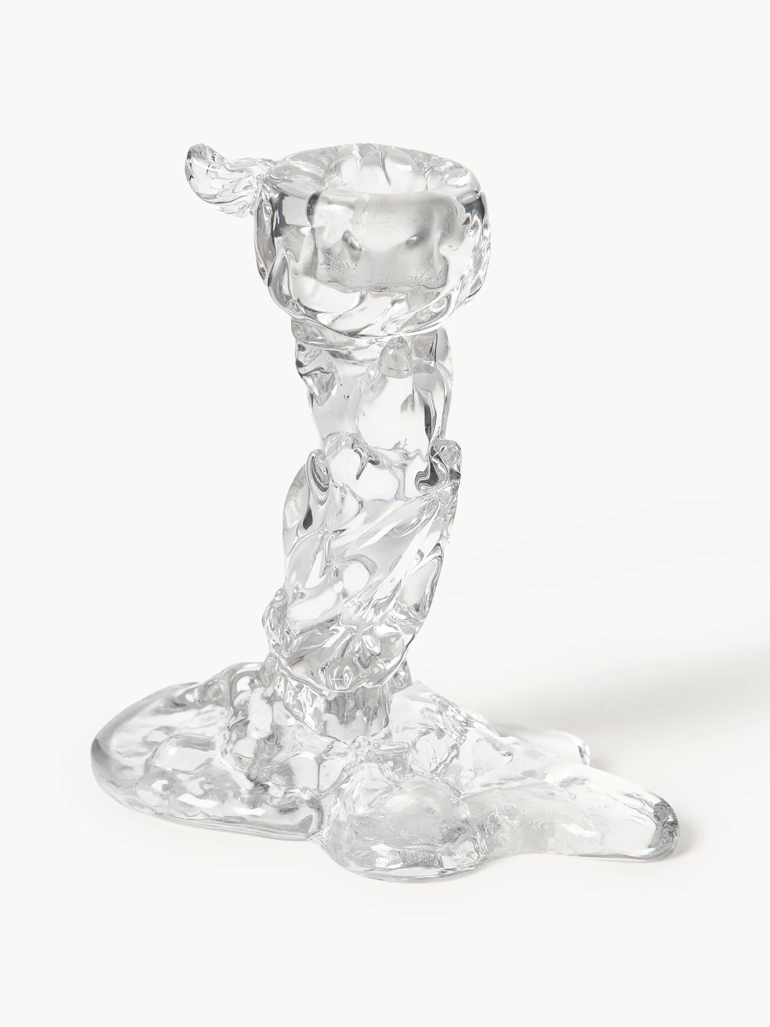 POLSPOTTEN Handmade glass drip candle holder, Transparent