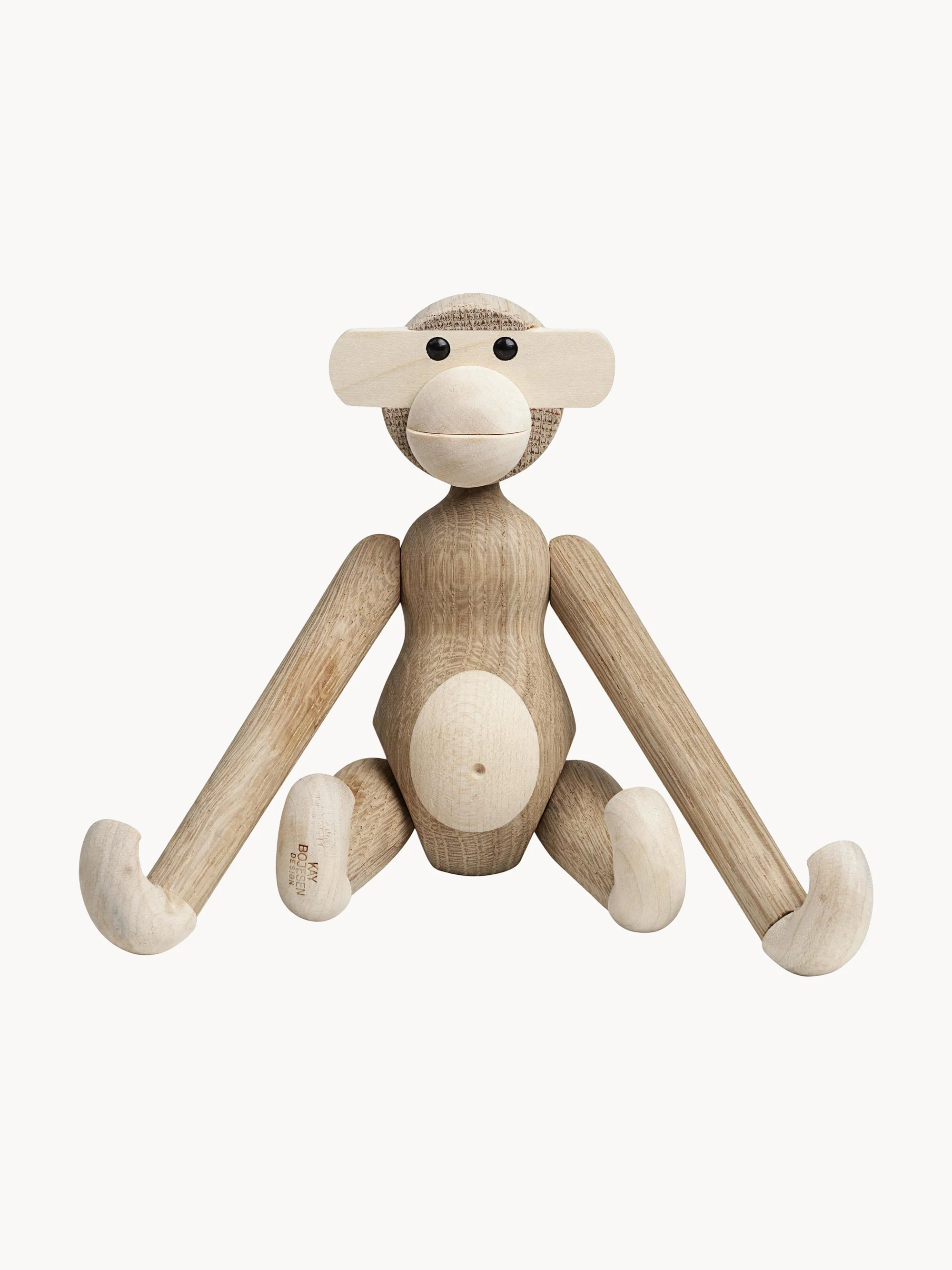 Kay Bojesen Handmade decorative object Monkey made of oak wood, H 19 cm, Oak wood, maple wood