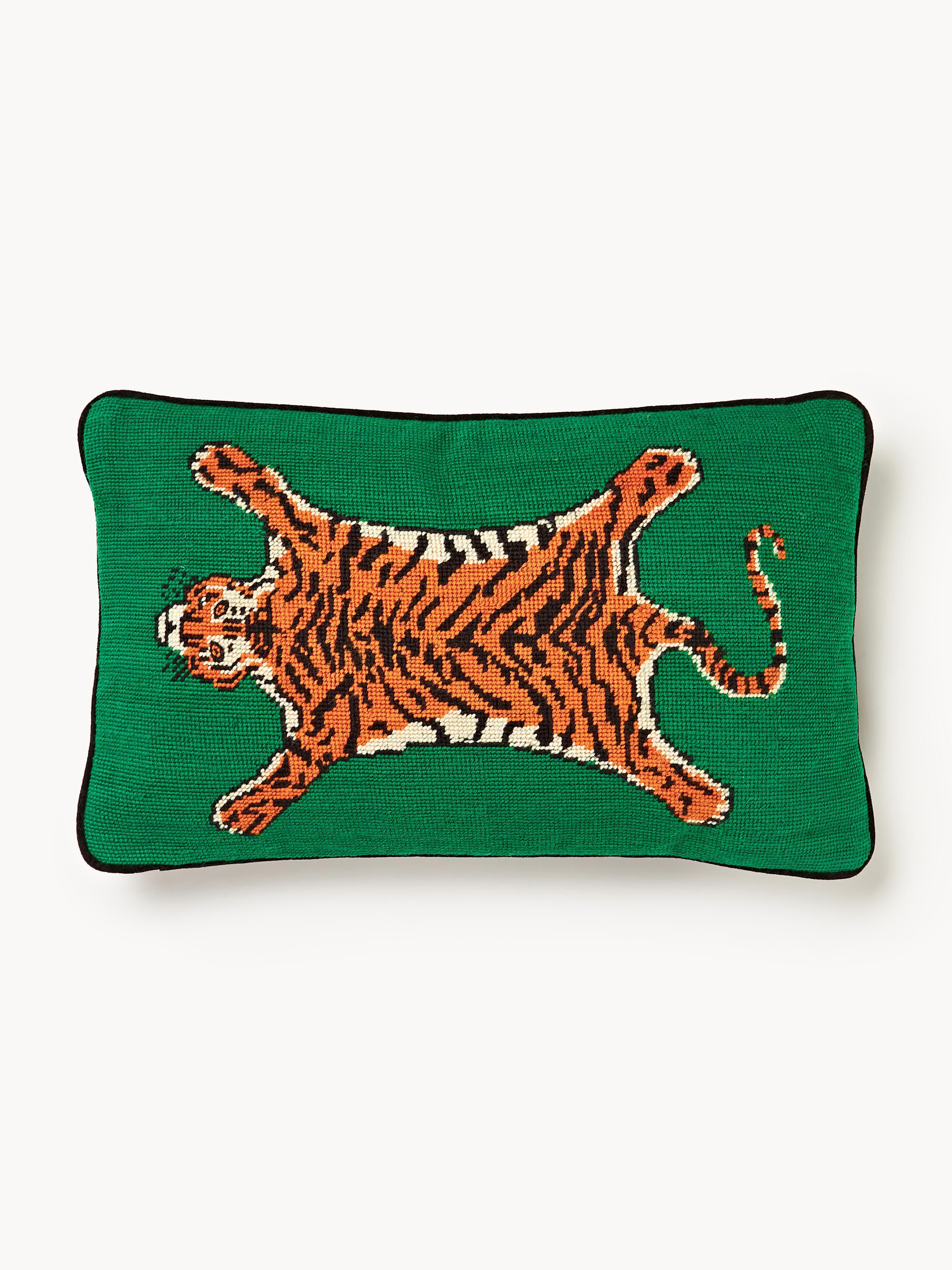 Jonathan Adler Handmade wool cushion tiger