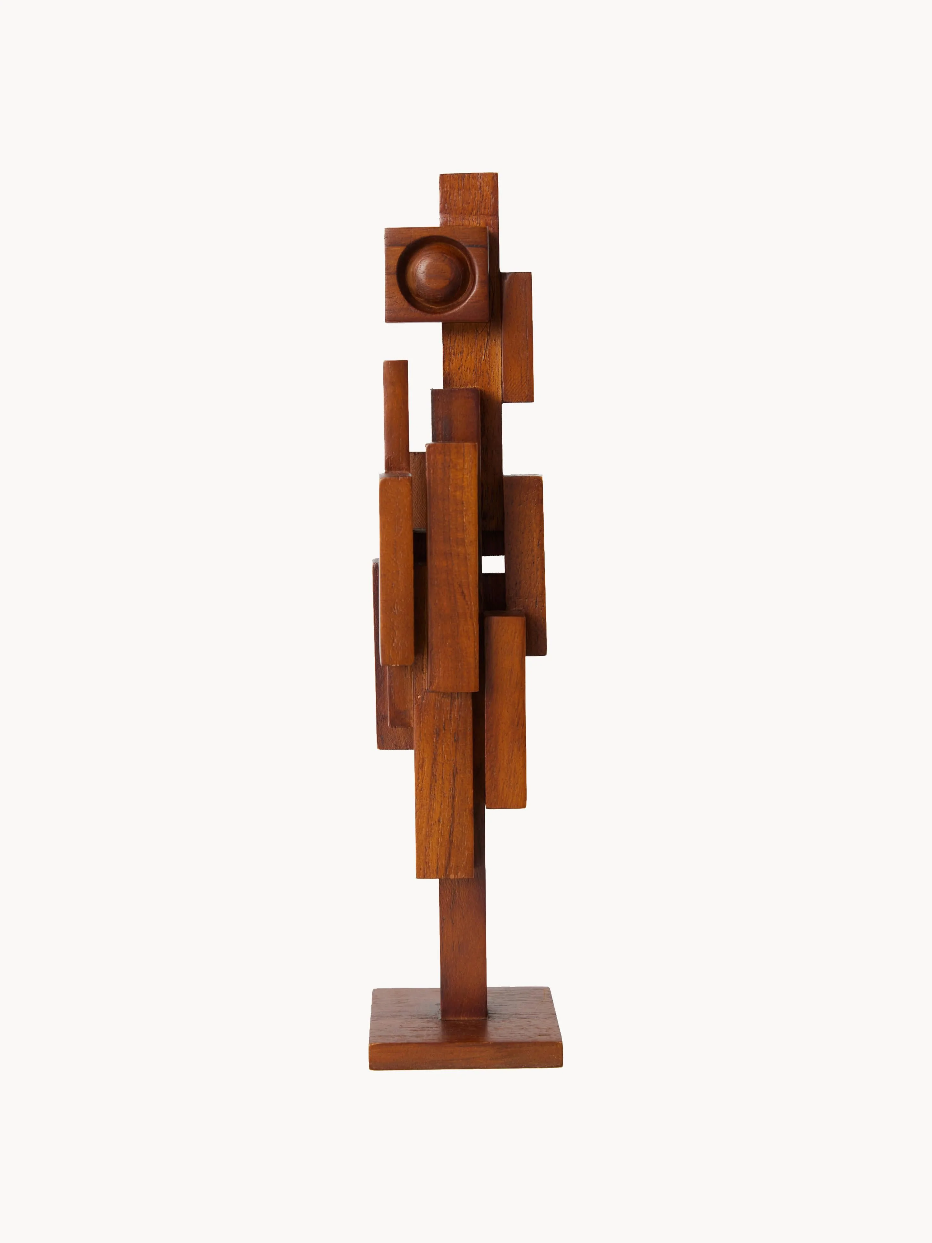 HKliving Handmade decorative object skyline made of teak wood