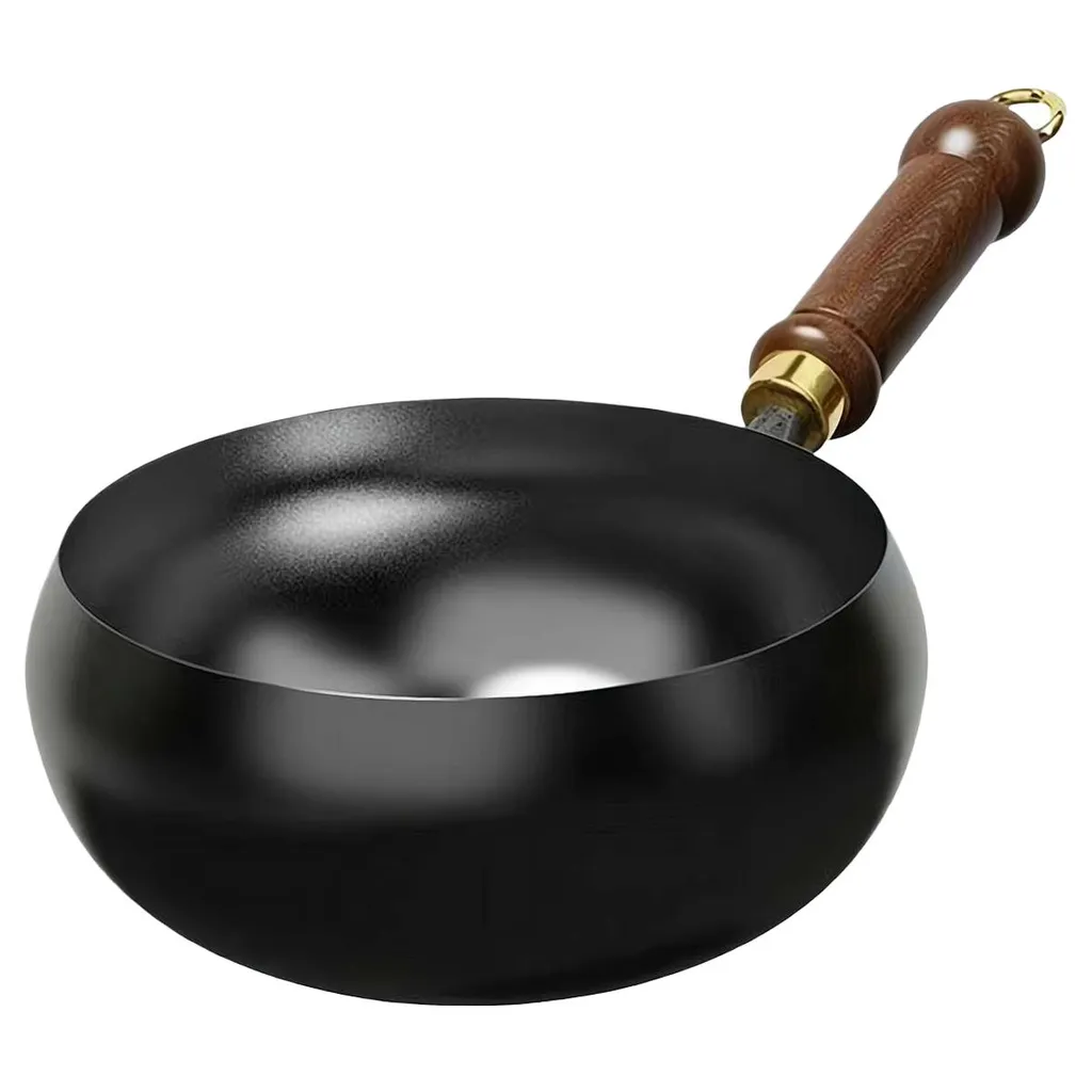 Welikera Hand-forged iron pot, 24 cm, deep belly pot without coating, non-stick, cast iron pot for roasting, braising & steaming
