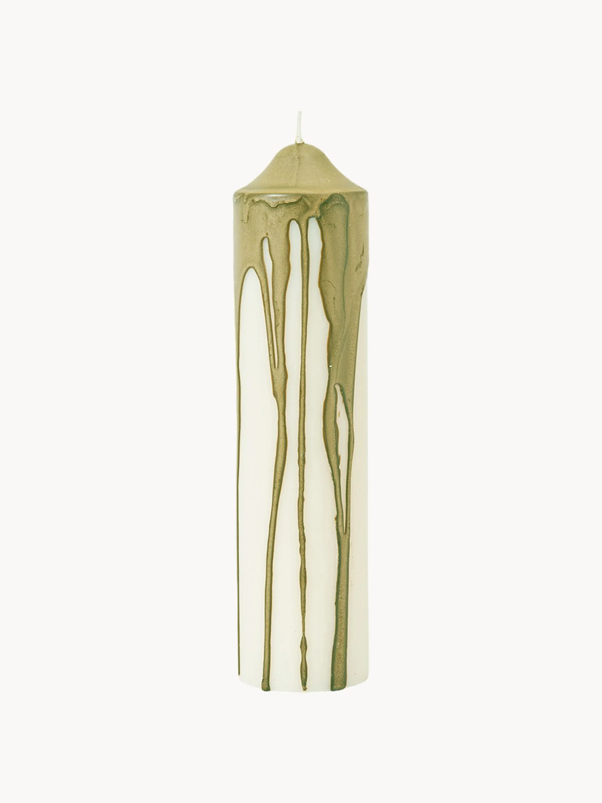Ferm Living Hand-dried candle Dryp, Olive green, Off-white
