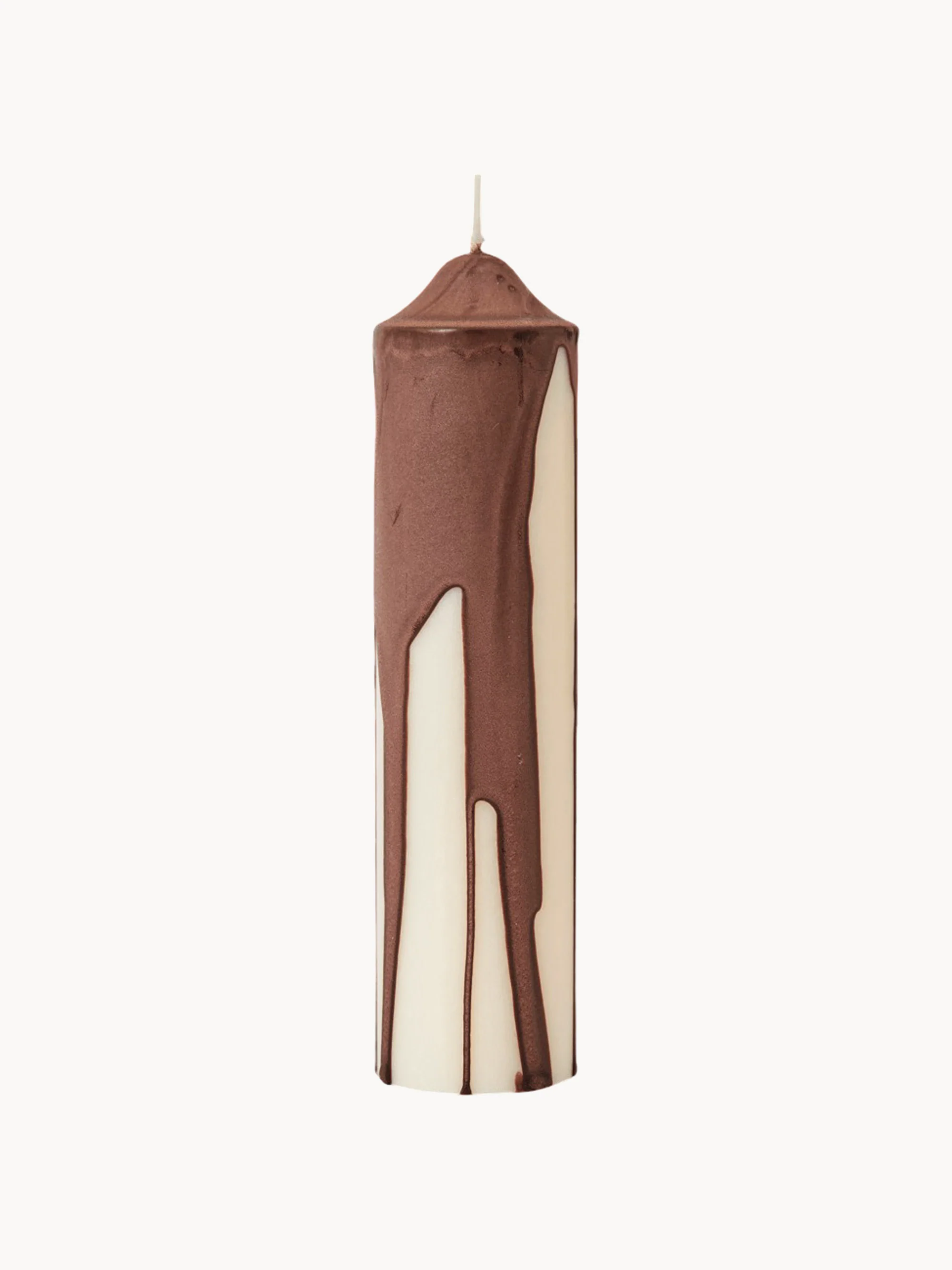 Ferm Living Hand-dried candle Dryp, Dark brown, off-white