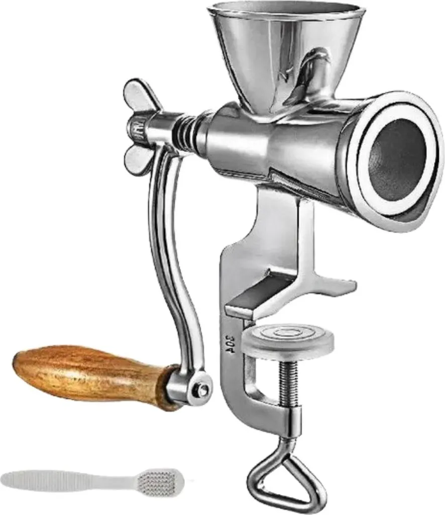 Merkloos Happyment Deluxe Hand Grinder – Coffee Grinder with Table Clamp – Stainless Steel – Manual – Adjustable Grind Settings