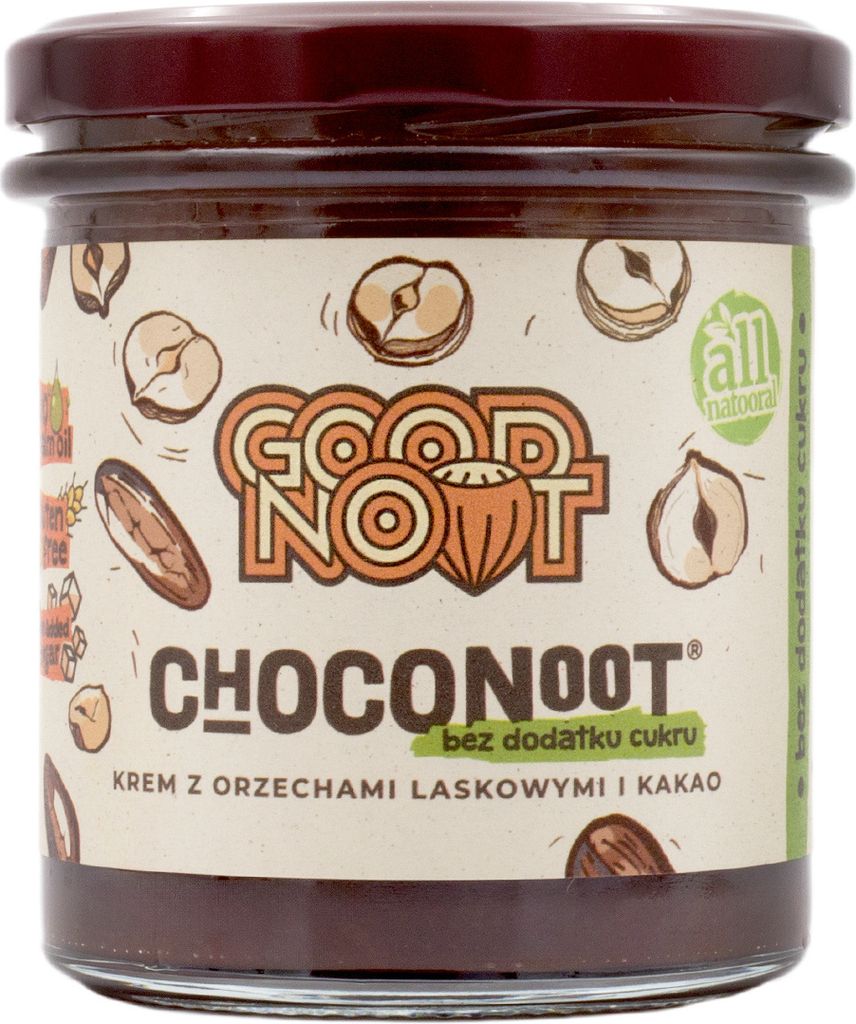 GOOD NOOT HAZELNUT COCOA CREAM NO ADDED SUGAR 330 g - GUTE NOOT