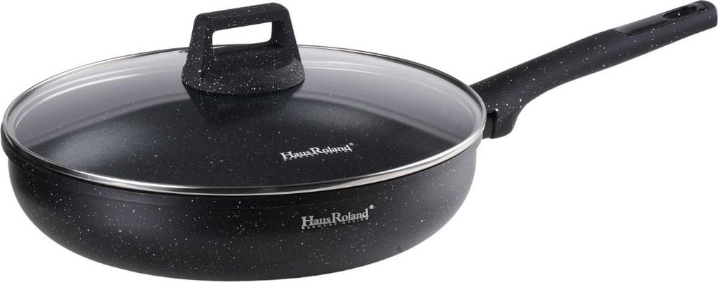 HAUS ROLAND frying pan with lid, non-stick coating, marble, 24 cm