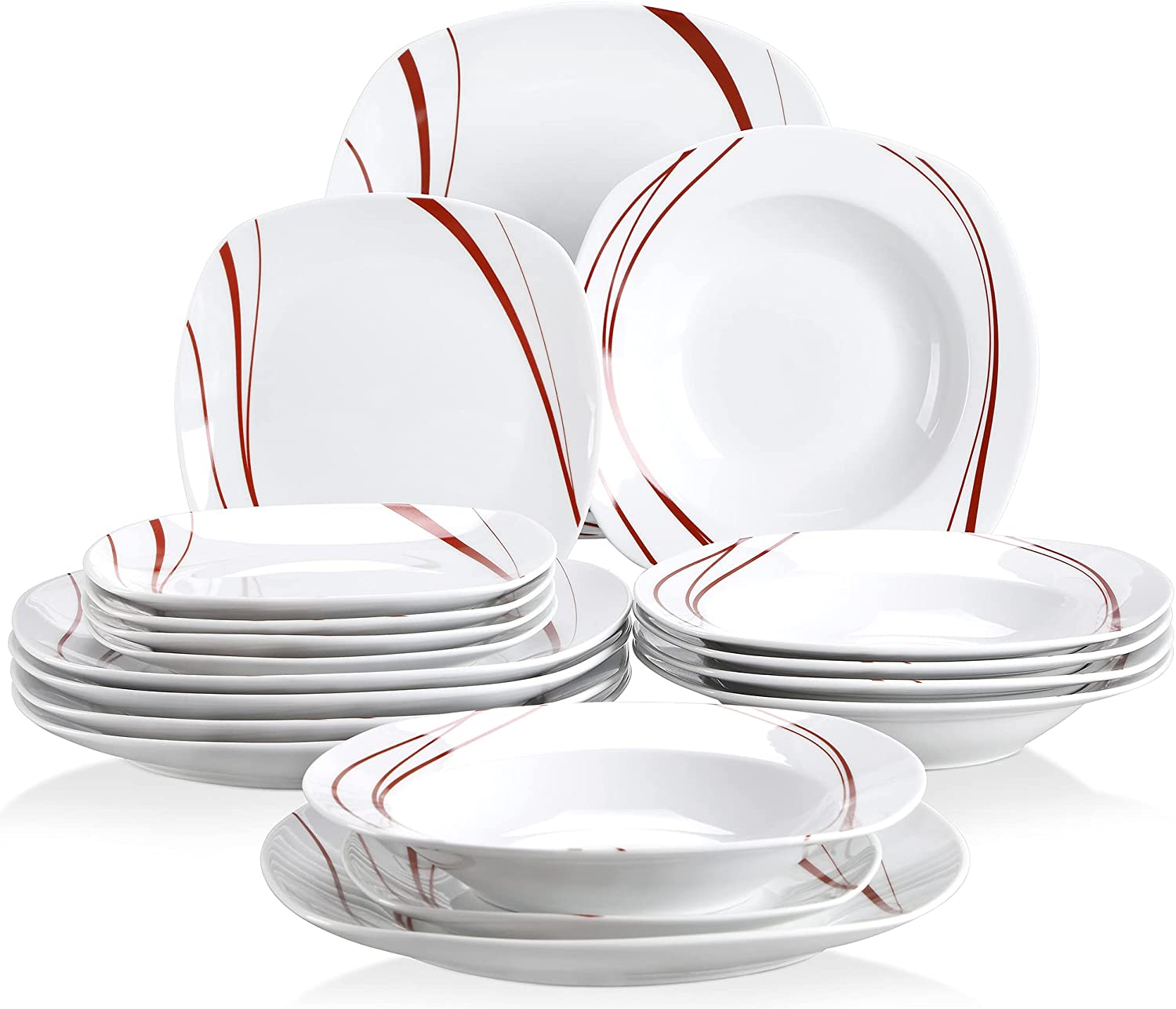 Veweet Bonnie Series Porcelain Dinner Set, 60 Pieces for 12 People