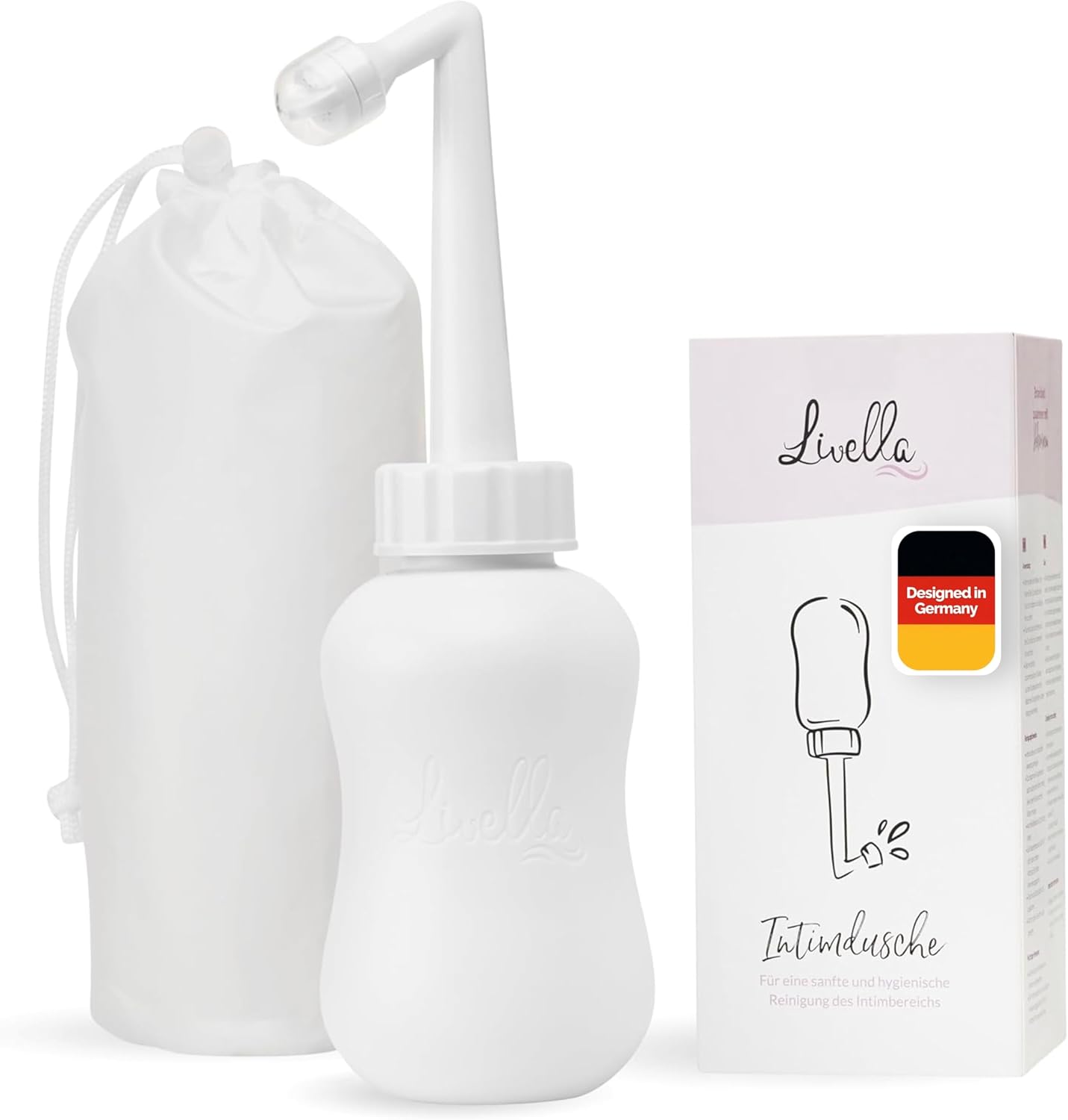 Livella Store Livella Intimate Shower in White (400 ml) - Developed in Germany - For Gentle and Hygienic Cleaning of the Intimate Area