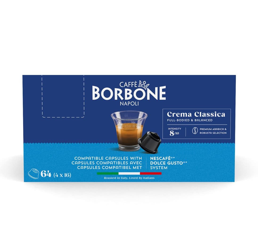 Caffè Borbone Crema Classica - 64 Coffee Capsules - Full-bodied & Balanced - Compatible with Nescafè Dolce Gusto Coffee Machines