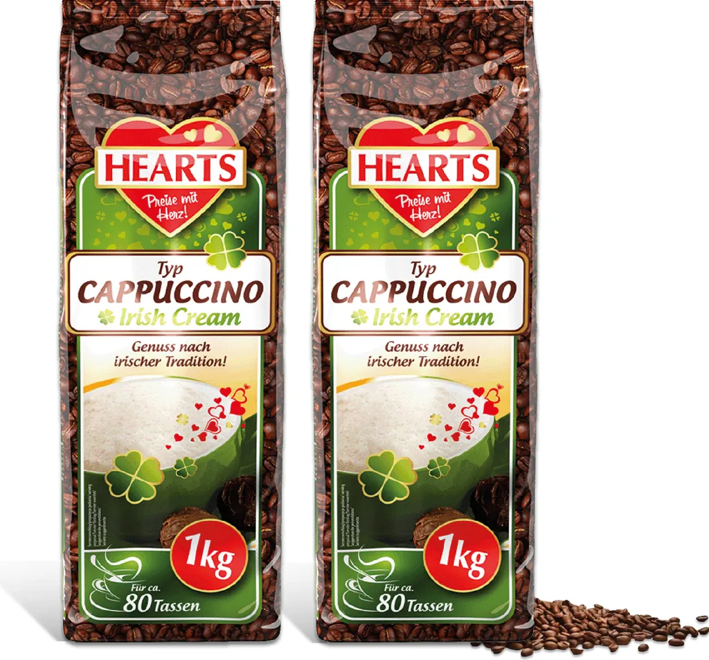 TSI Consumer Goods HEARTS Cappuccino Irish Cream 2 x 1kg Coffee Specialty