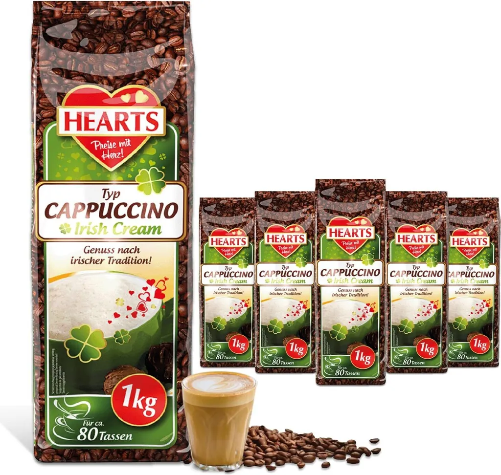 TSI Consumer Goods HEARTS Cappuccino Irish Cream 5 x 1kg bulk pack