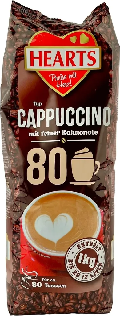 TSI Consumer Goods HEARTS Cappuccino with a subtle cocoa note 1kg instant coffee powder
