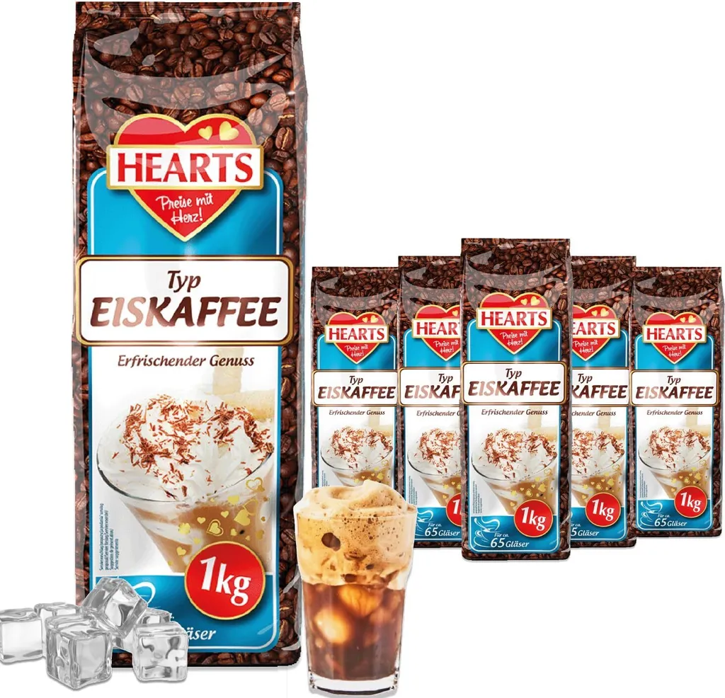 TSI Consumer Goods HEARTS Iced Coffee 5 x 1kg Bulk Pack for the Whole Family