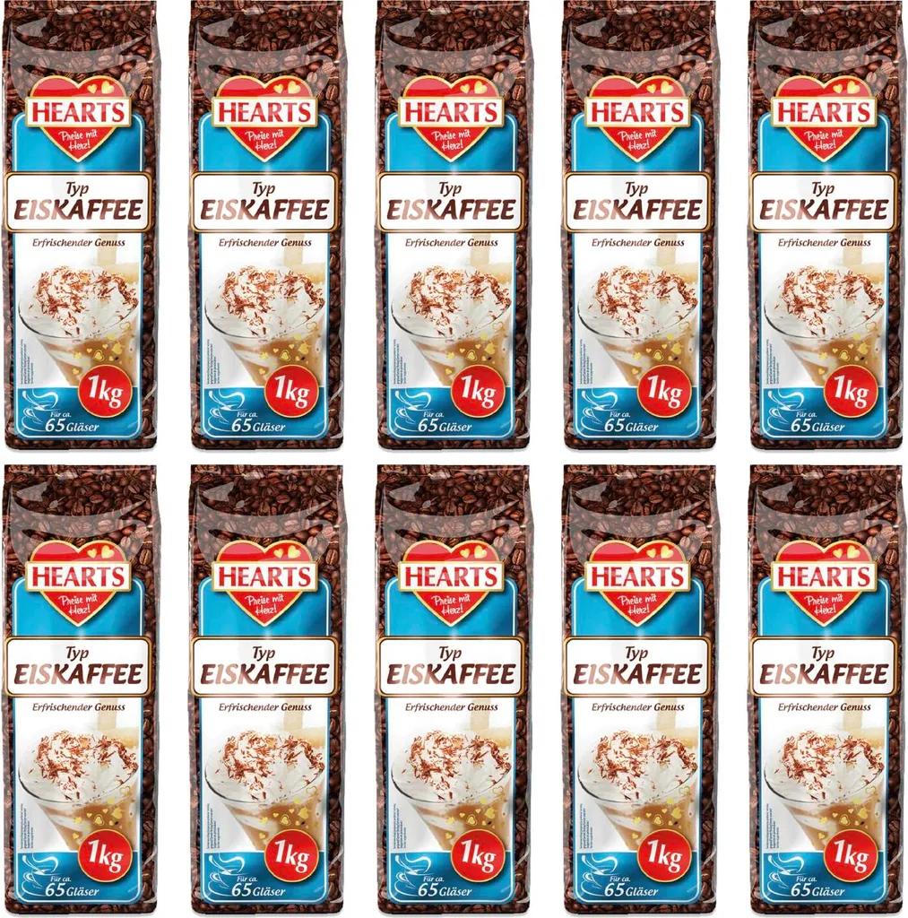 TSI Consumer Goods HEARTS Iced Coffee Powder 20 x 1kg - Value Pack - Ice Coffee as a summer drink