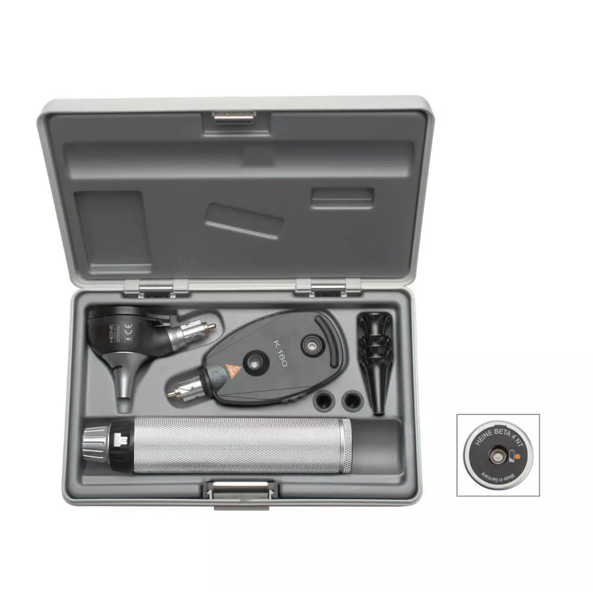HEINE Optotechnik HEINE K180 FO otoscope and K180 ophthalmoscope set, BETA4 NT rechargeable handle