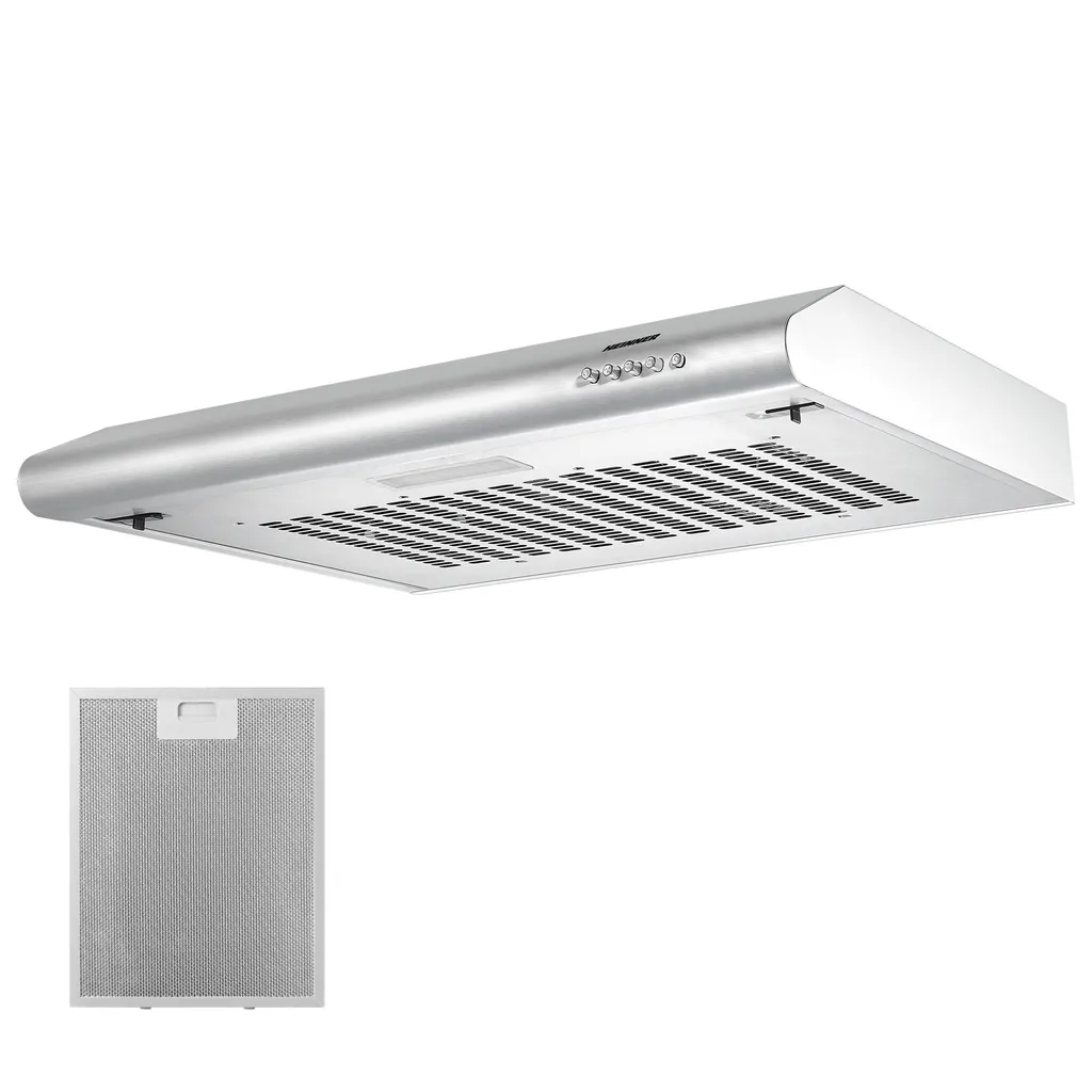 Heinner CH-201SS Built-in Extractor Hood 60 cm, 209.7 m³/h, 3 Speeds, 85 W Motor, Recirculating Air, Silver