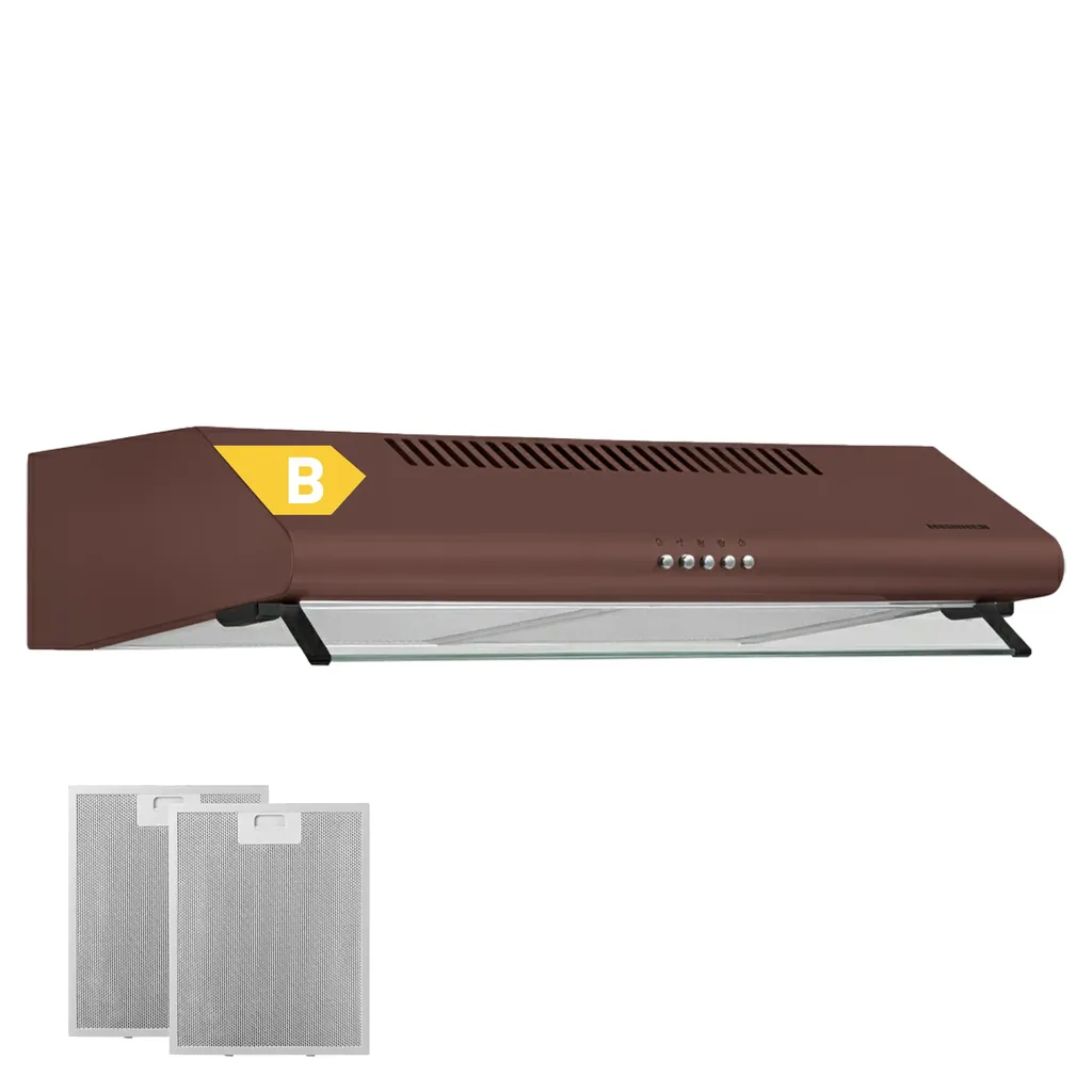 Heinner CH-400-BRW Built-in Extractor Hood 60 cm, 326.4 m³/h, 3 Speeds, 2×60 W Motor, Braun