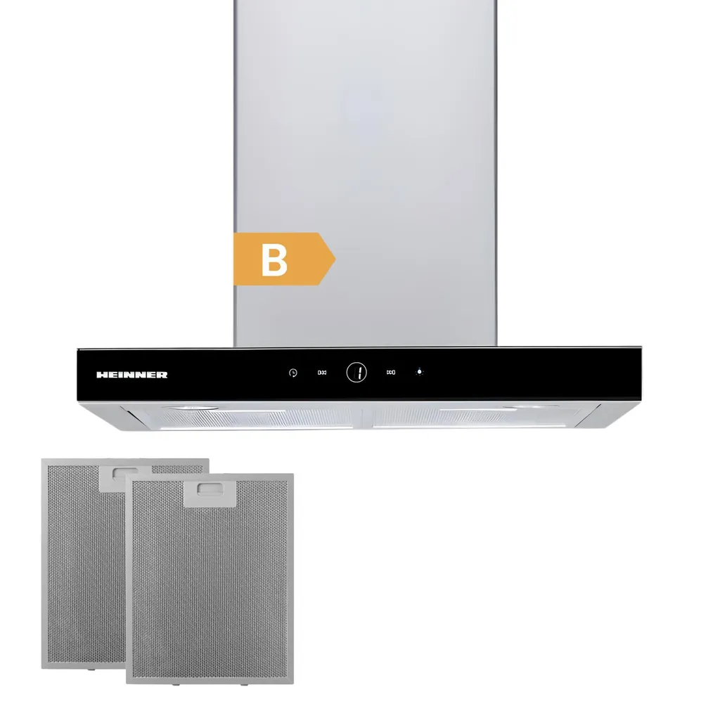 Heinner HDCH-F4560TIX Wall-Mounted Extractor Hood 60 cm, Touch Control, 120 W, 488 m³/h, 3 Speeds, Silver