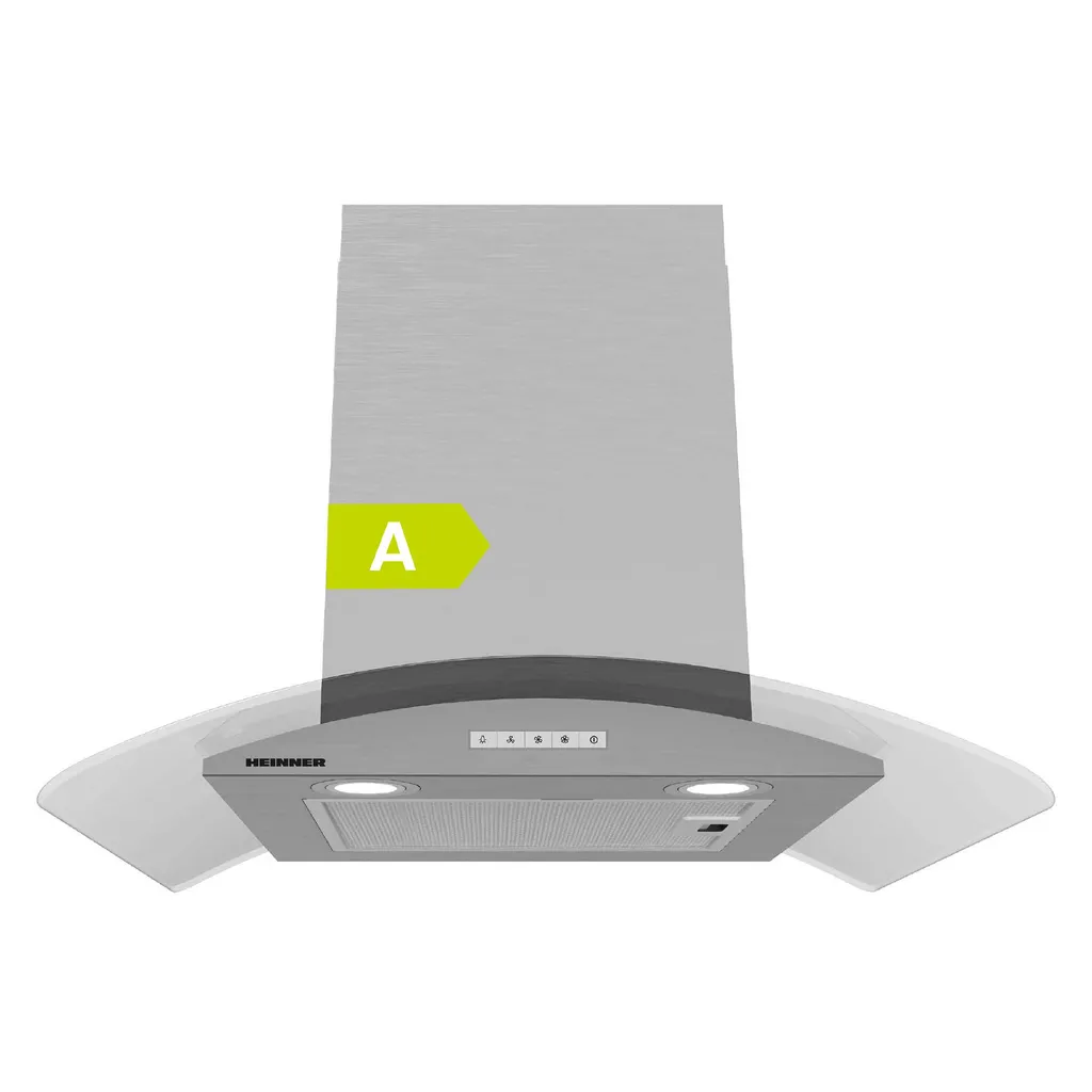Heinner HDCH-MD800GIX Wall-Mounted Extractor Hood 60 cm, 800 m³/h, 250 W, 3 Speeds, Silver, A