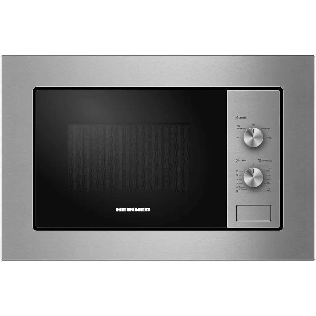 Heinner HMW-MDBI20MIX Built-in Microwave 20L, 800W, 5 Power Levels, Defrost, Black/Silver