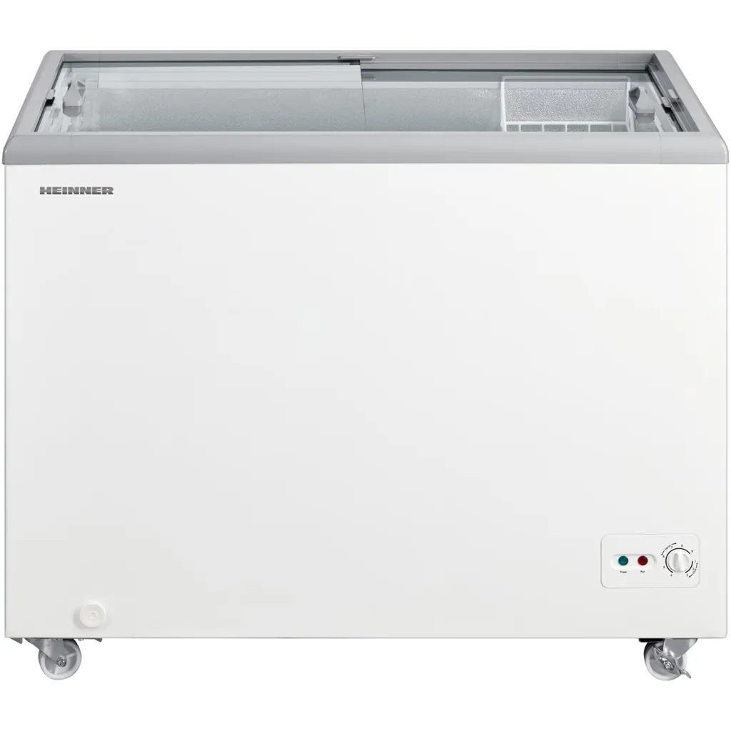 Heinner HSF-M255WHC Chest Freezer 255L, Sliding Glass Lid, Convertible Freezer/Cooler Function, White