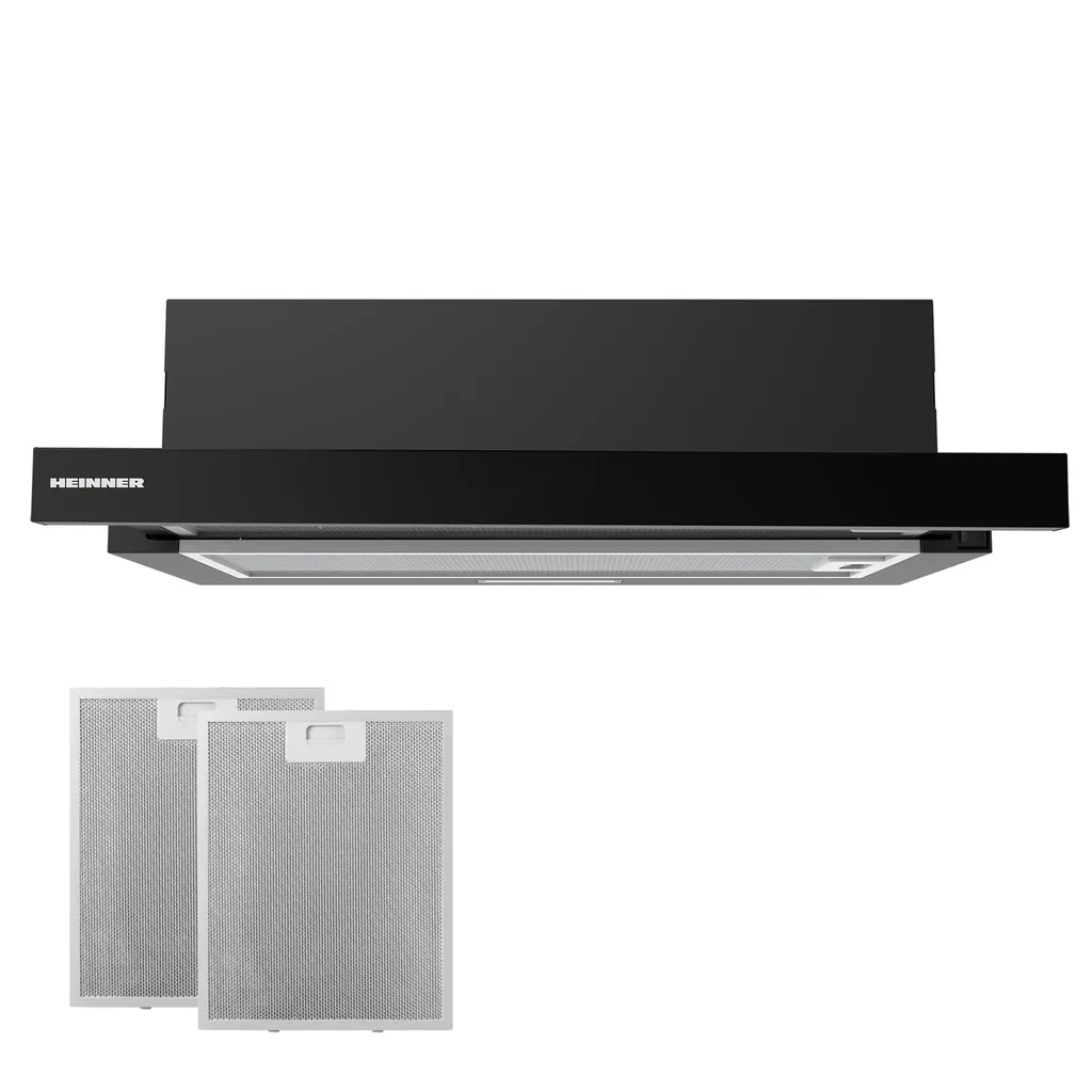 Heinner HTCH-MD400GBK Built-in extractor hood 60 cm, 400 m³/h, 1×1.5 W LED, 1×45 W motor, Black
