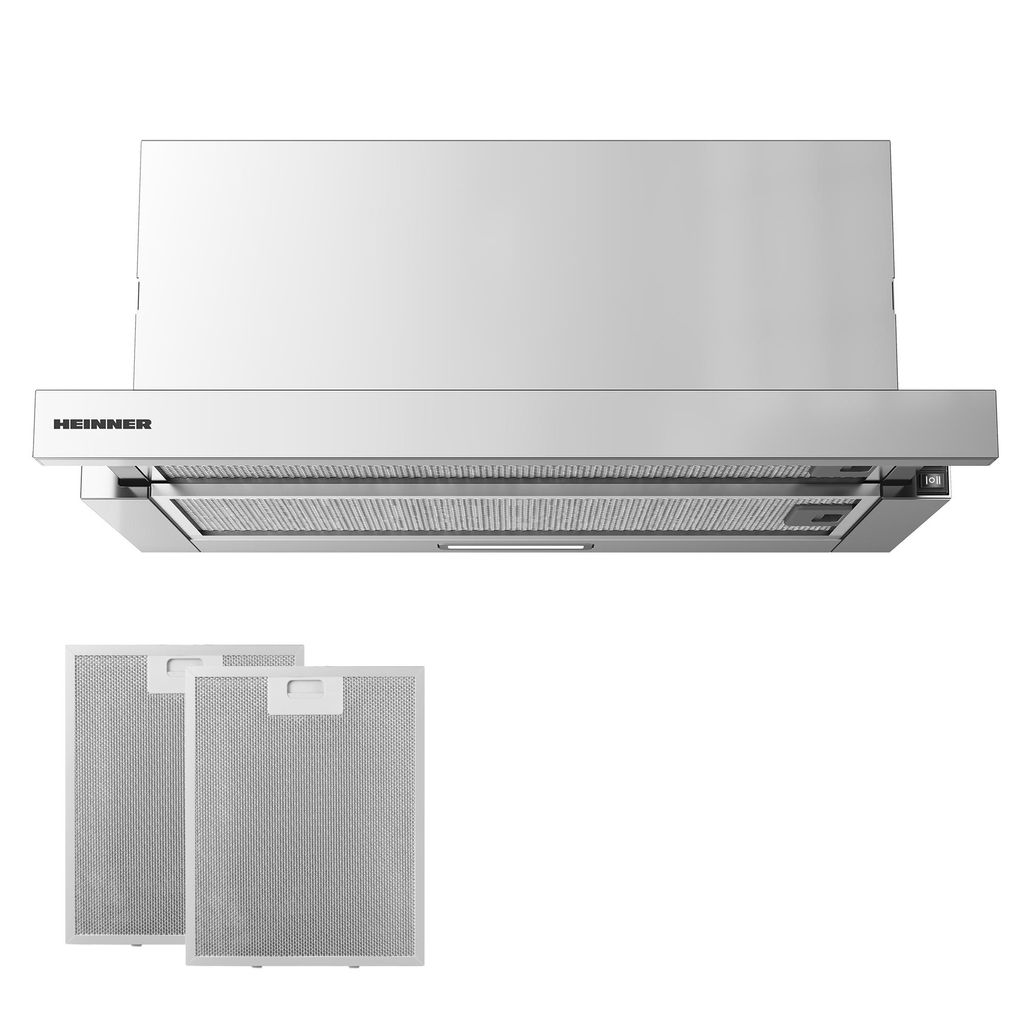 Heinner HTCH-MD400IX Telescopic Extractor Hood 60 cm, 400 m³/h, 2 speeds, 1×1.5 W LED, 45 W, Silver