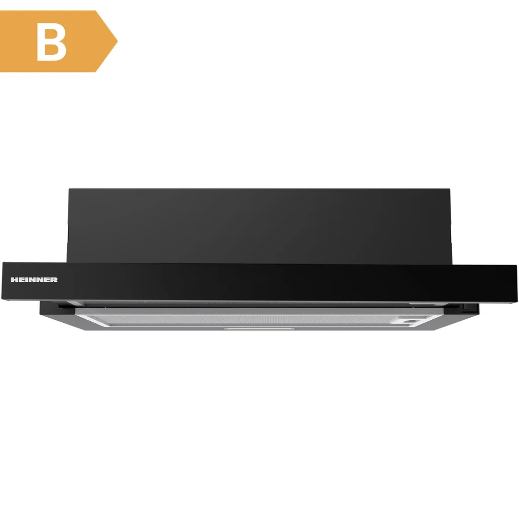 Heinner HTCH-MD600GBK Built-in extractor hood 60 cm, 630 m³/h, 3 speeds, 215 W, black glass