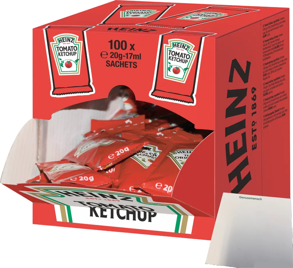 Heinz Tomato Ketchup in portion bags (100x17ml carton) + usy block