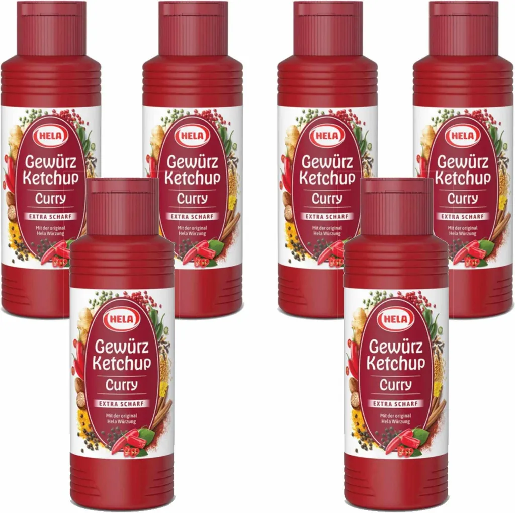 Hela Curry Spice Ketchup Extra Hot (6 x 300ml bottles) Pack