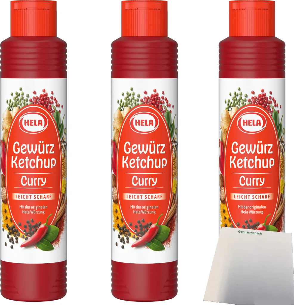 Hela Curry Spice Ketchup slightly hot 3-pack (3x500ml bottle) + usy Block