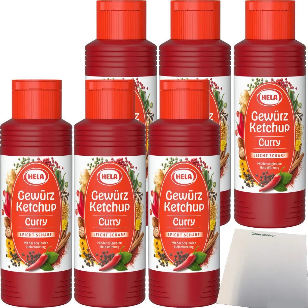 Hela Curry Spice Ketchup slightly hot 6-pack (6x300ml bottle) + usy Block