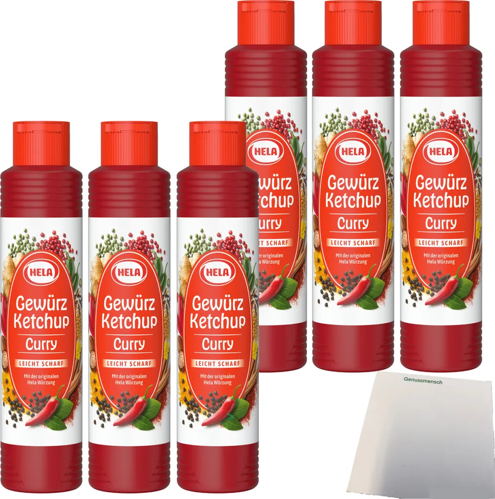 Hela Curry Spice Ketchup slightly hot 6-pack (6x500ml bottle) + usy Block