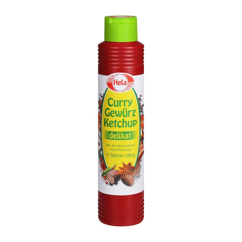 Hela Curry Spiced Ketchup, delicate with a sweet and spicy note, 500ml