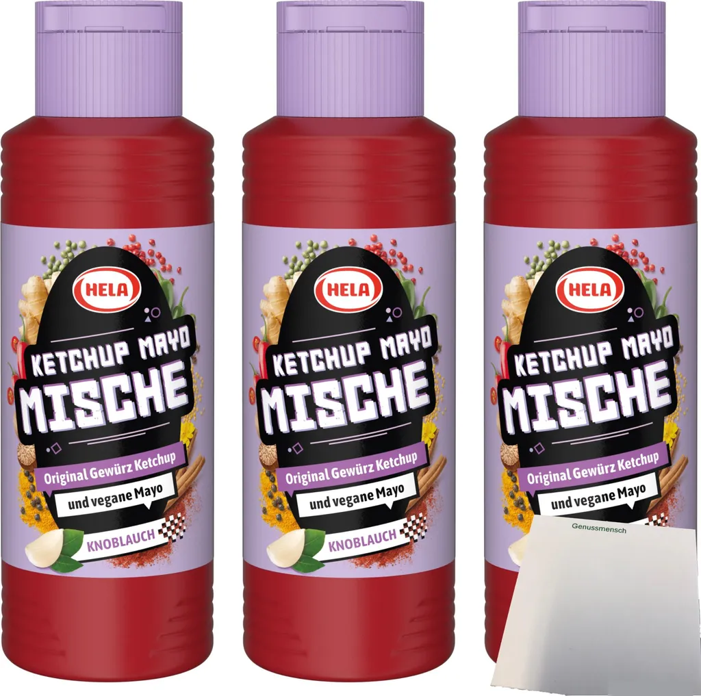 Hela Ketchup Mayo Mix Garlic 3-pack (3 x 300ml bottles) + usy block