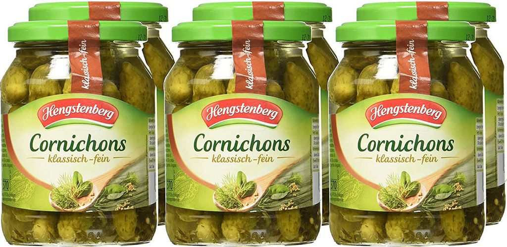 Hengstenberg Cornichons, classic fine small gherkins, 330g, 6-pack 1980g