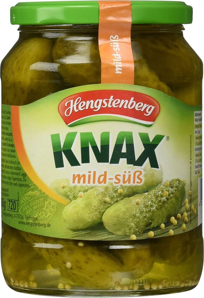 Hengstenberg Knax gherkins, mild, sweet, crunchy, pickled, 670g