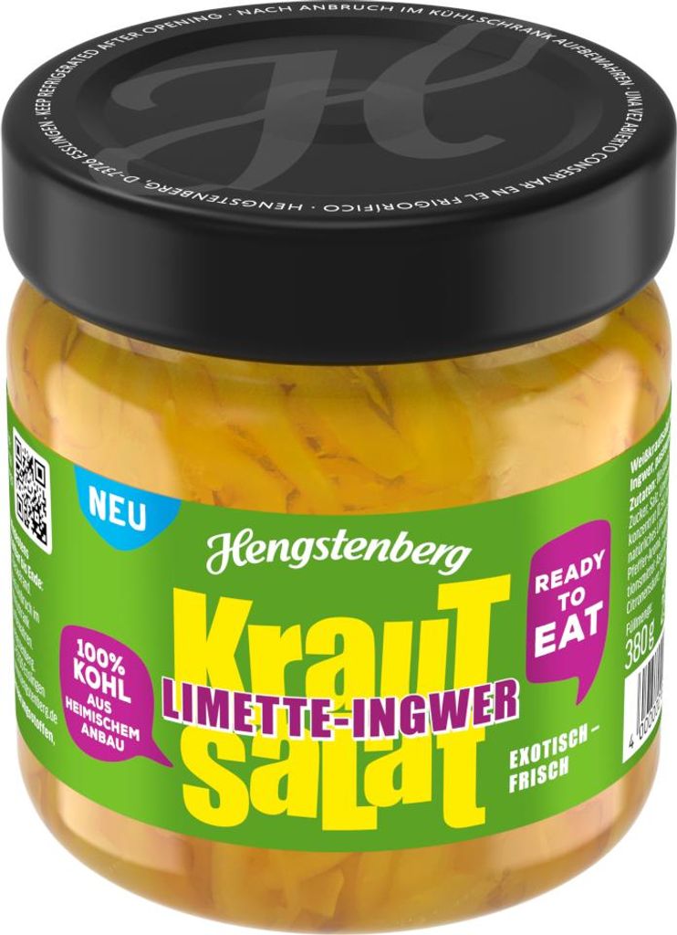 Hengstenberg Coleslaw with Lime and Ginger ATG 230g Pack 425ml 655g