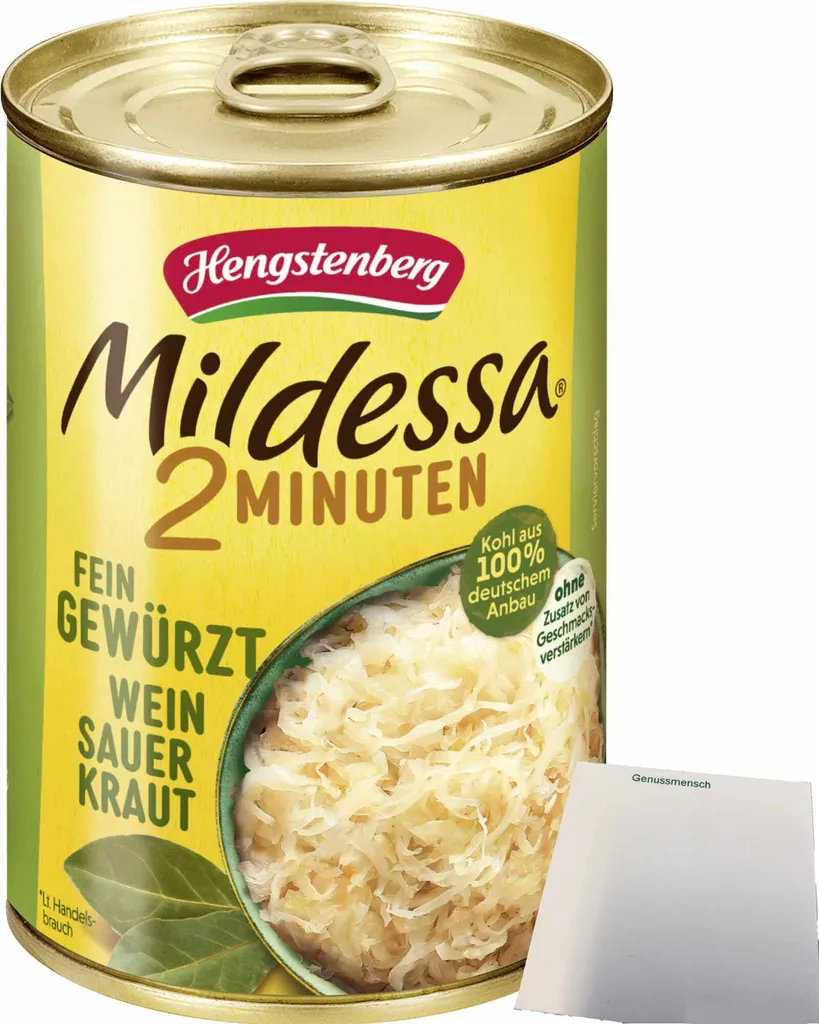 Hengstenberg Mildessa 2-Minute Wine Sauerkraut (400g can) + usy Block 412g