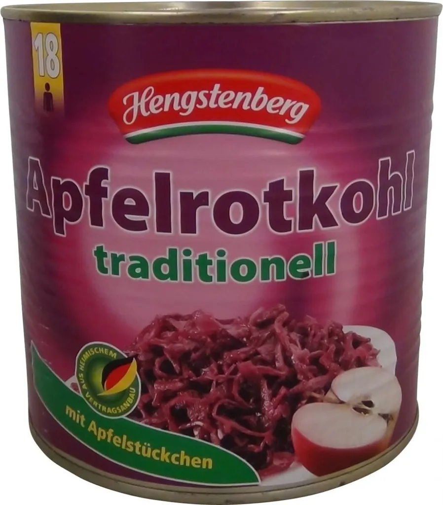 Hengstenberg Mildessa Apple Red Cabbage in a Can, Vegan, Gluten-Free, 2520g